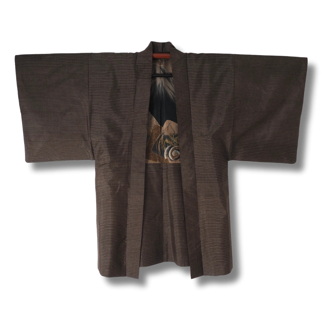 Vintage Herren Haori Grau-Braun mit Fuji