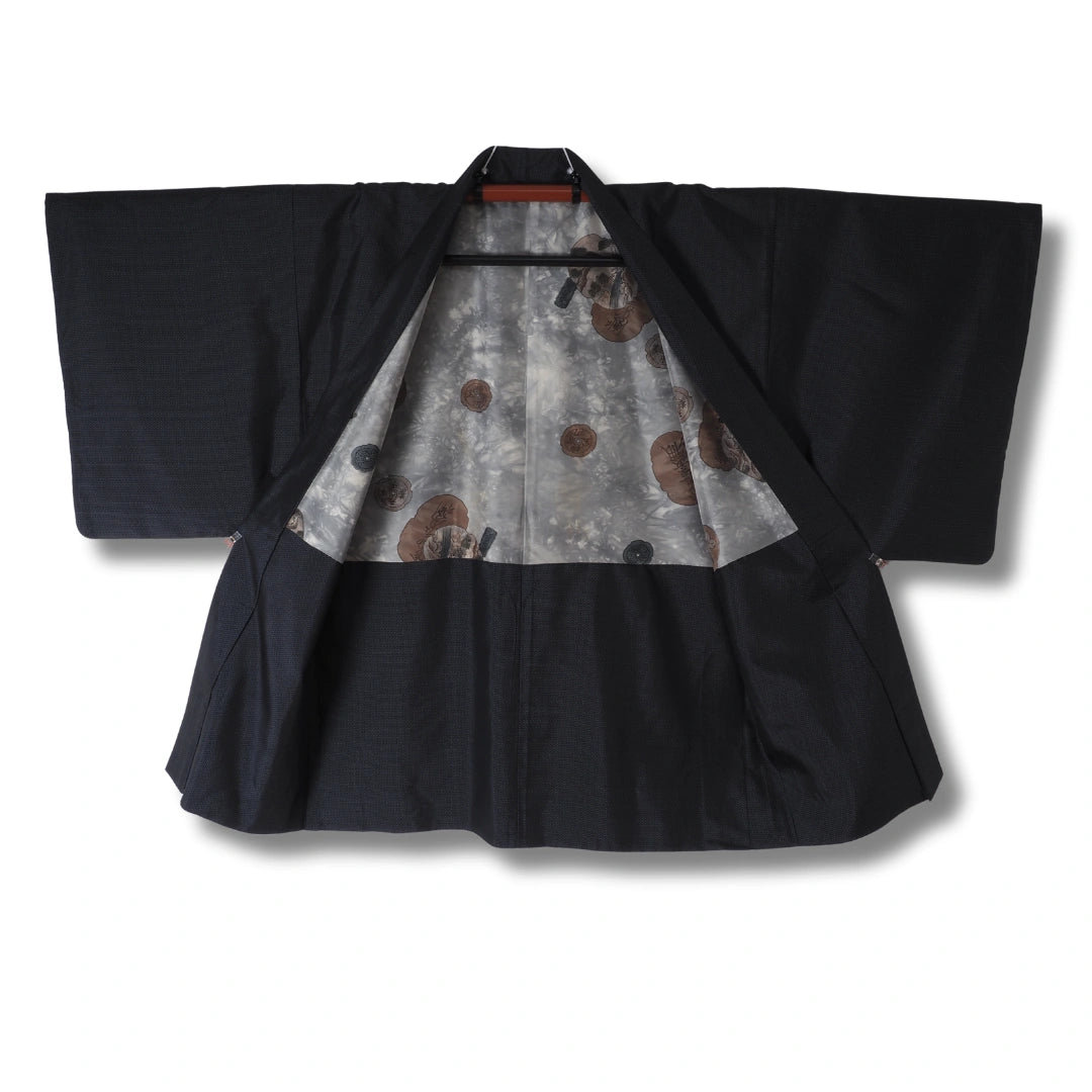 Vintage Herren Haori Blau mit Motiv in der Innenseite