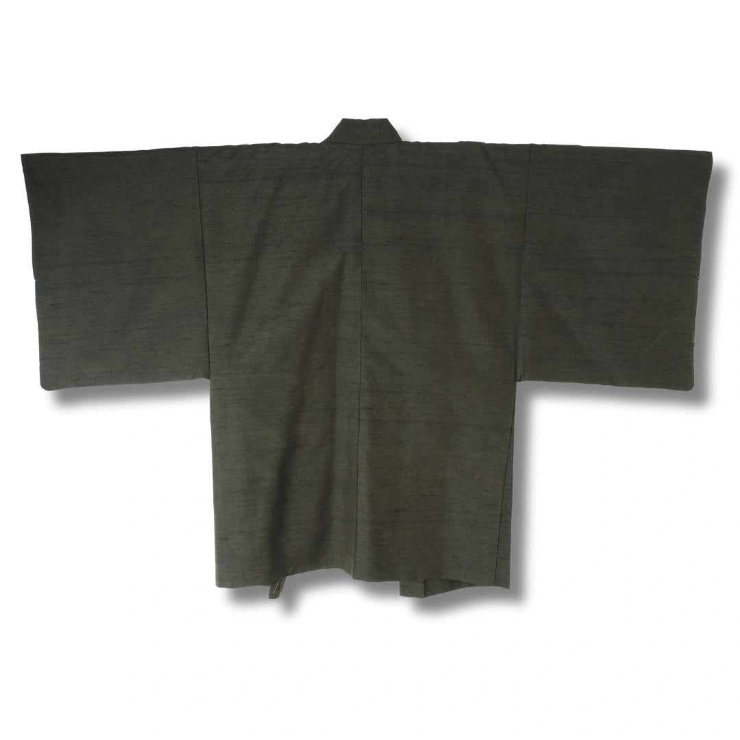 Vintage Herren Haori oliv mit Fuji & Bäumen