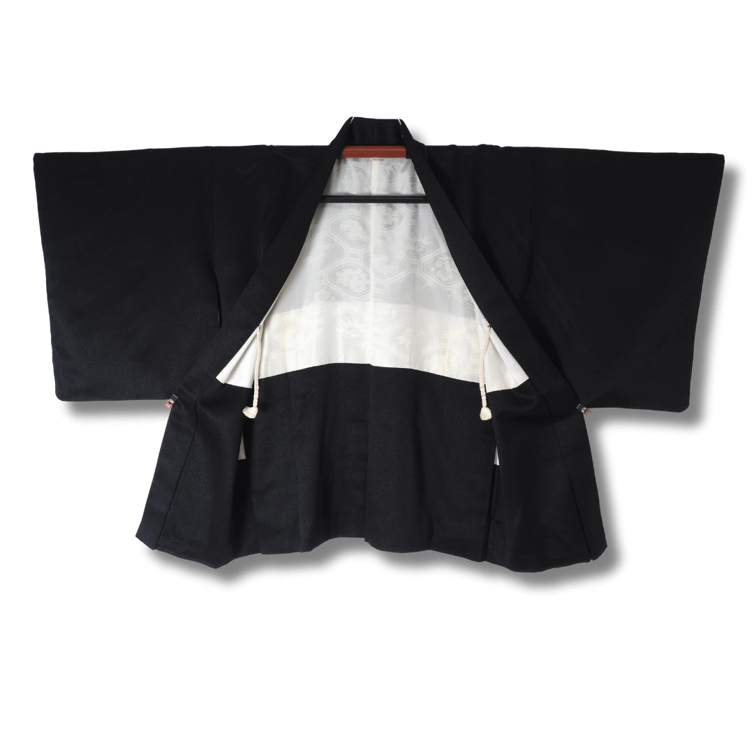 Vintage Damen Haori schwarz mit Stickerei + Haori Himo