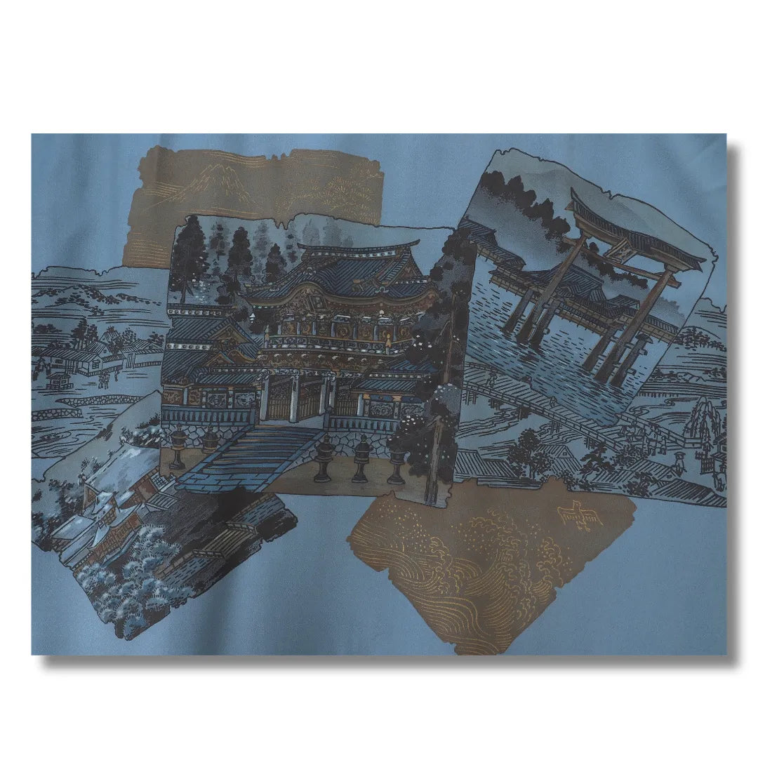 Detailaufnahme des traditionellen Shinto-Schrein Motivs auf der Rückseite