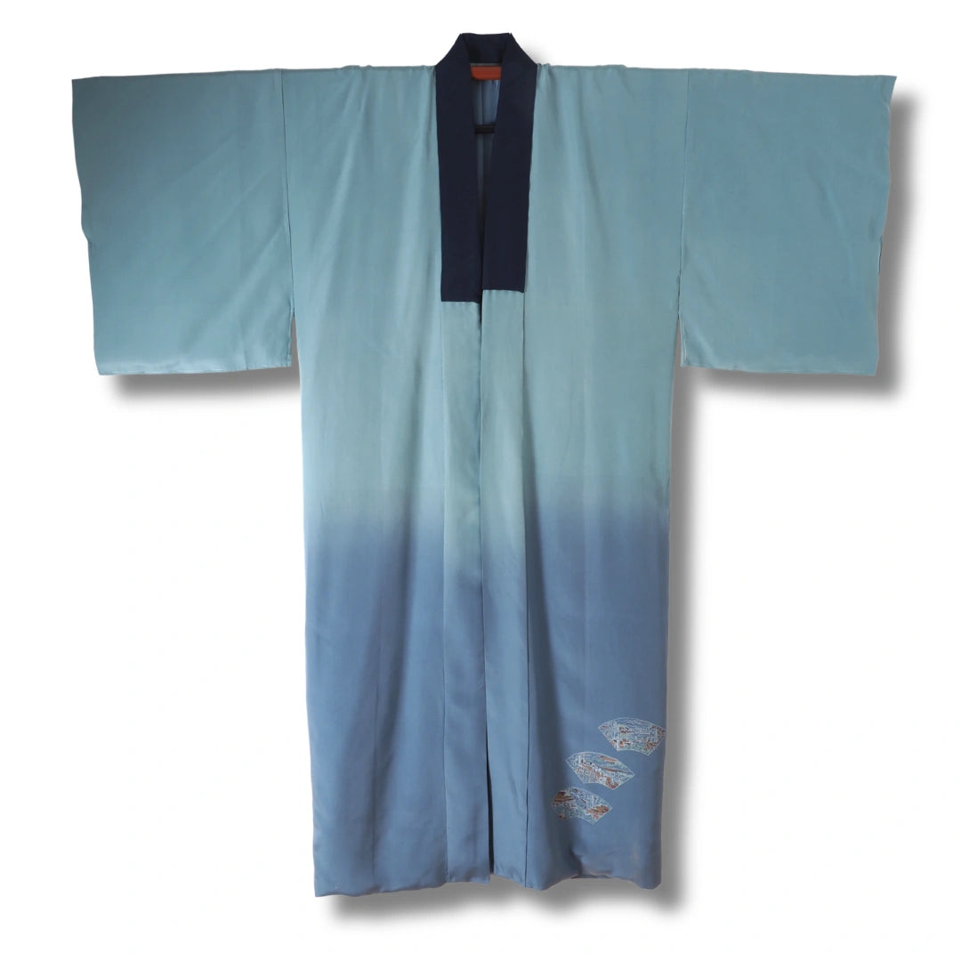 Vintage Herren Juban hellblau mit Boots Motiv