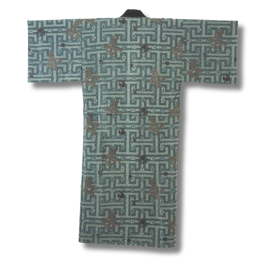 Vintage Herren Juban Labyrinth Schriftzeichen und Kreise