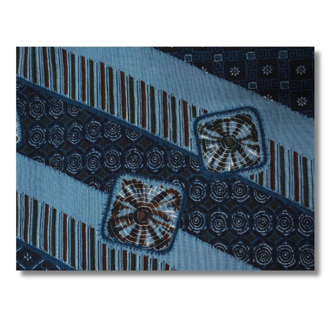 Vintage Herren Juban Blau mit traditionellem Muster