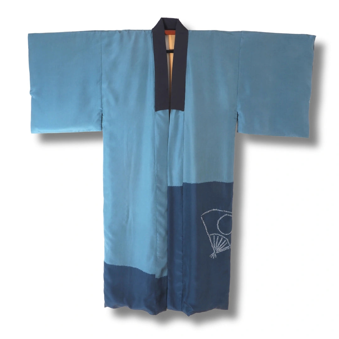 Vintage Herren-Juban Hellblau mit traditionellem Motiv