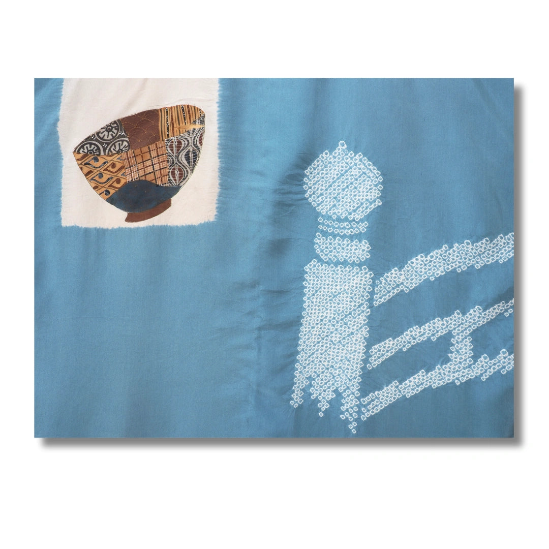 Vintage Herren-Juban Hellblau mit traditionellem Motiv