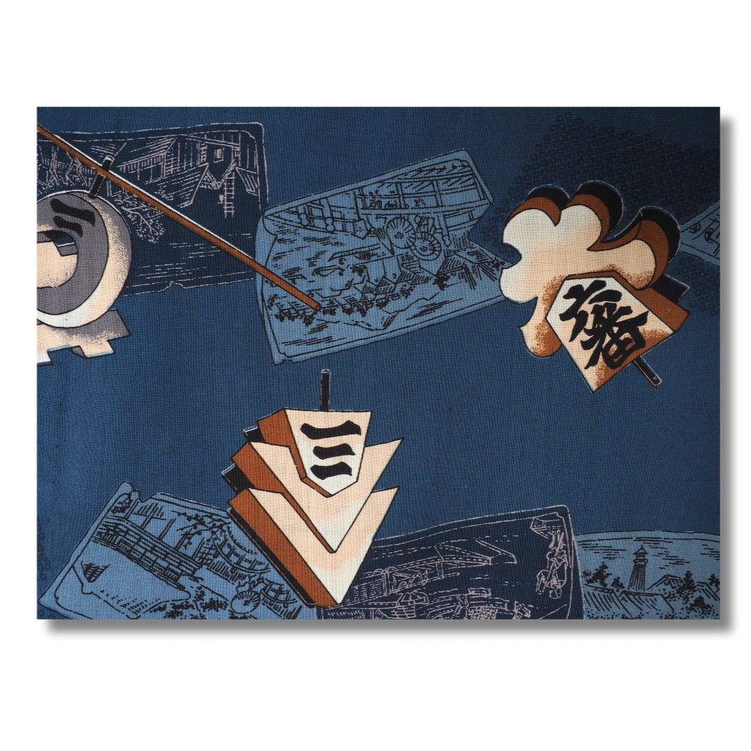 Vintage Herren Juban Blau mit Schriftzeichen