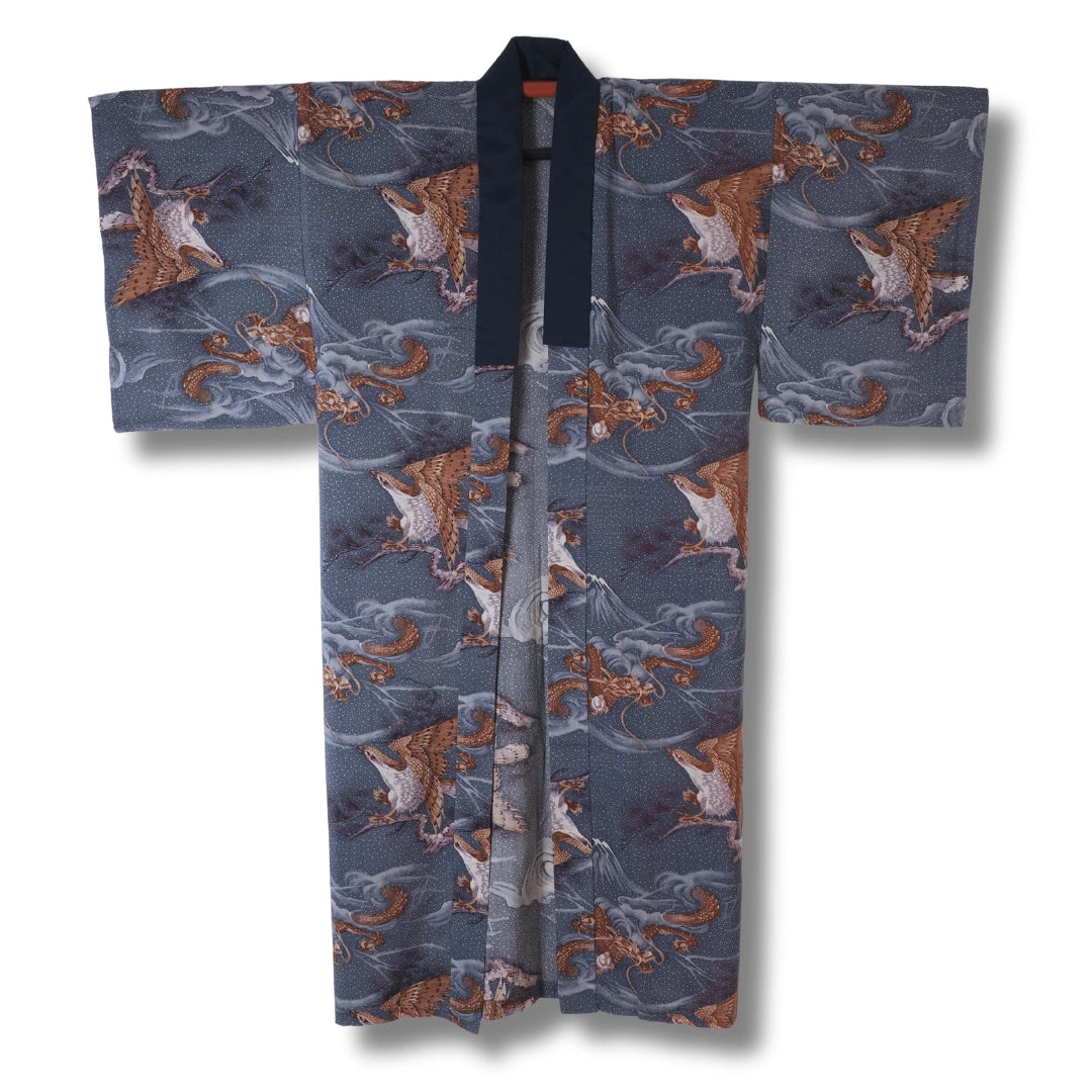 Vintage Herren Juban blau mit Drachenmotiv