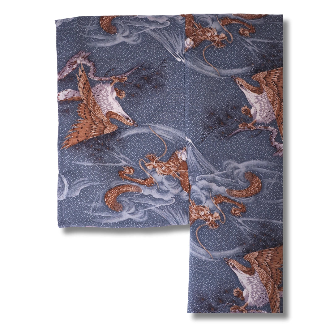 Vintage Herren Juban blau mit Drachenmotiv