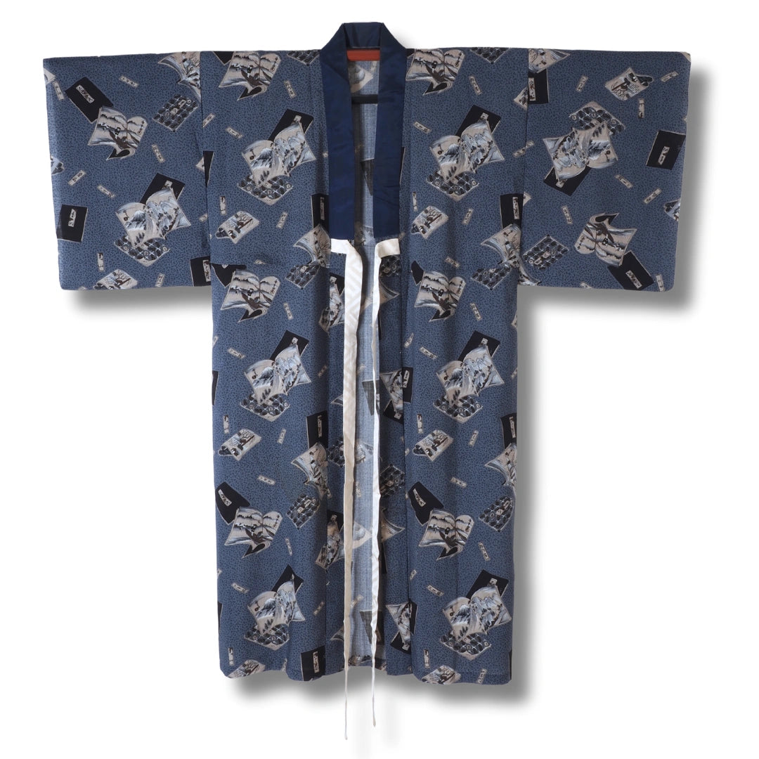 Vintage Herren Juban blau mit Muster