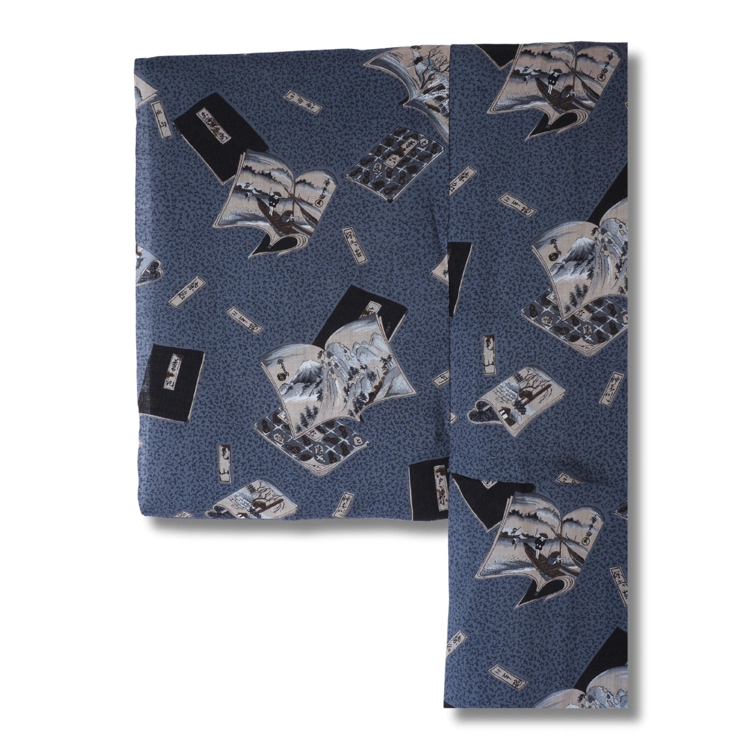Vintage Herren Juban blau mit Muster