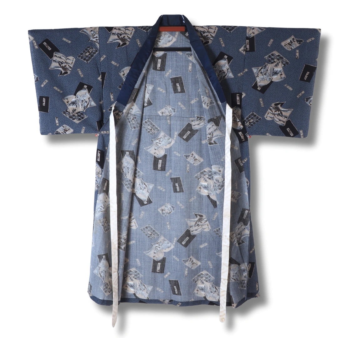Vintage Herren Juban blau mit Muster