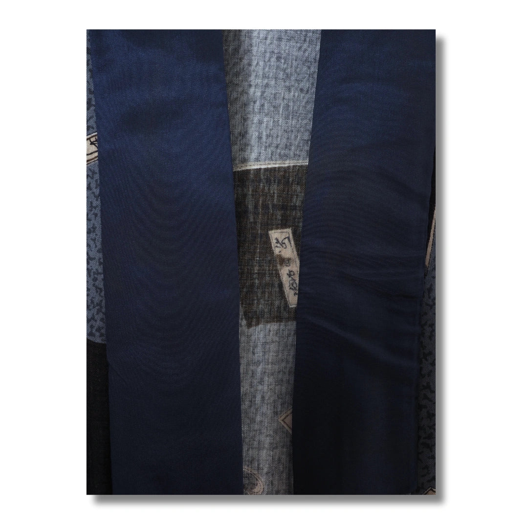 Vintage Herren Juban blau mit Muster
