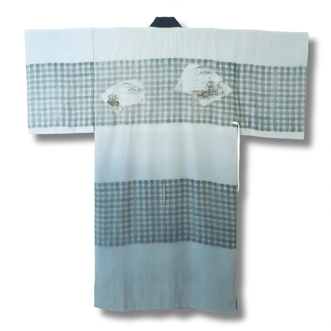 Vintage Herren Juban grau gestreift
