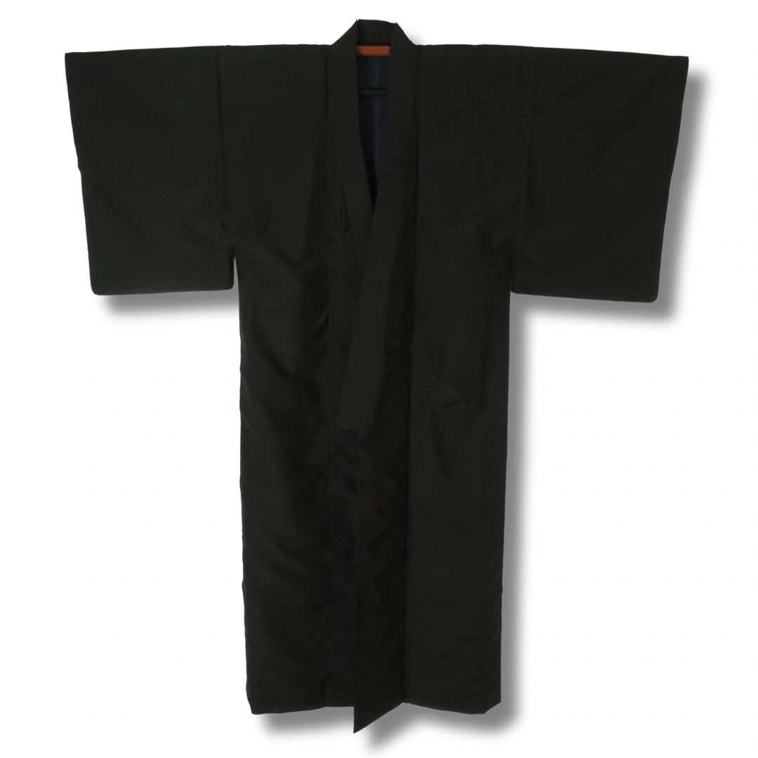 Vintage Herren Kimono – Schwarz mit blauem Innenfutter