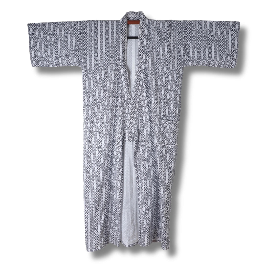 Vintage Herren Nemaki Yukata schwarz weiß gemustert aus Japan