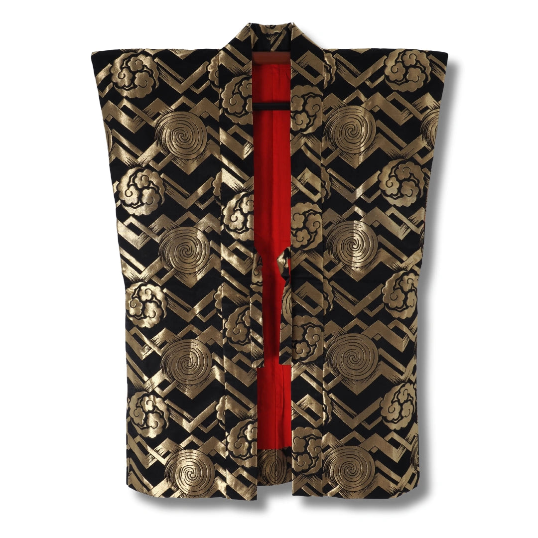 Vintage Herren Weste Schwarz mit Goldmuster