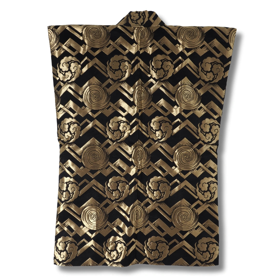 Vintage Herren Weste Schwarz mit Goldmuster