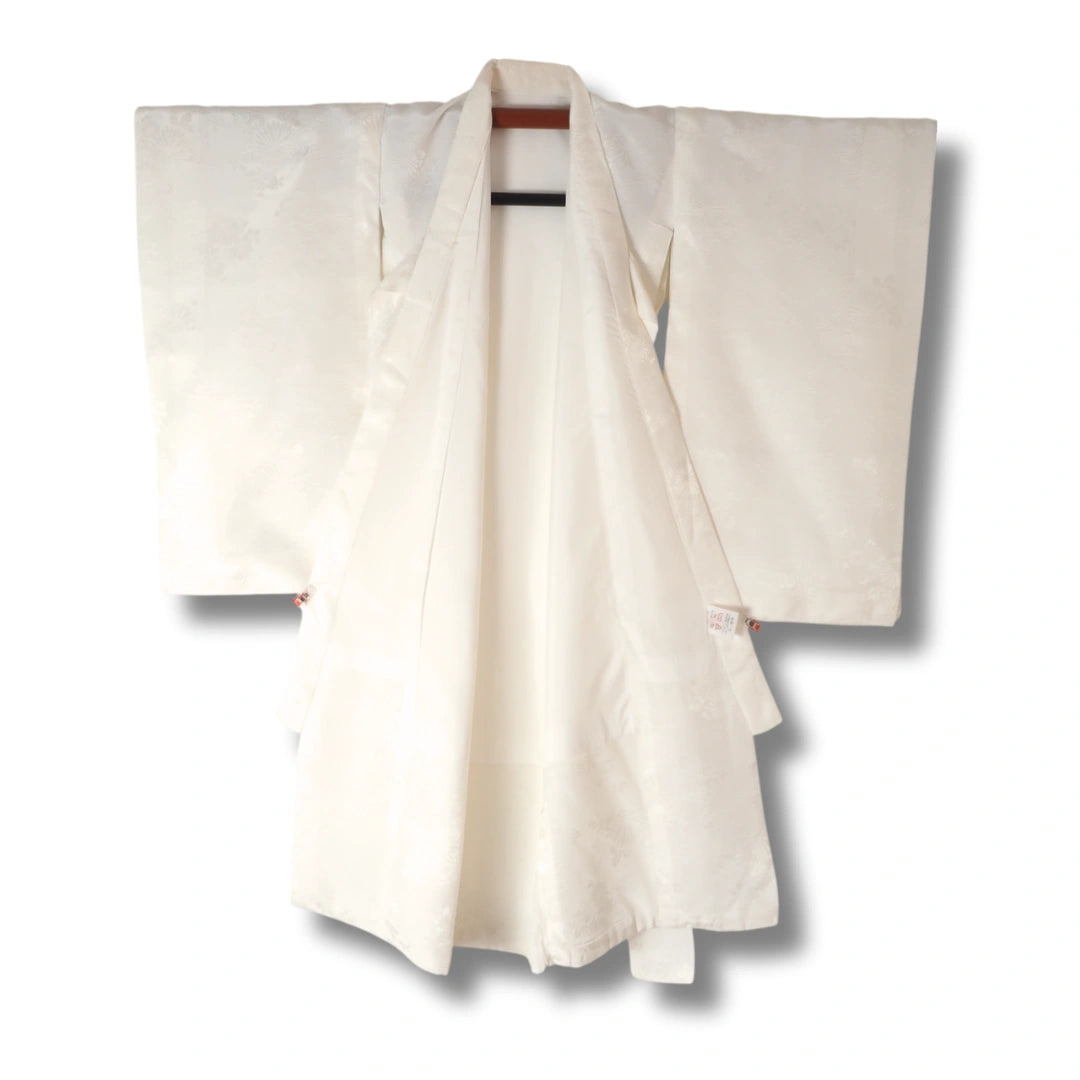 Vintage Kinder Furisode Juban Creme mit Blumenmuster (Gr. 122 - 134)