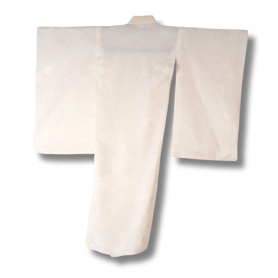 Vintage Kinder Furisode Juban Creme mit Blumenmuster (Gr. 122 - 134)