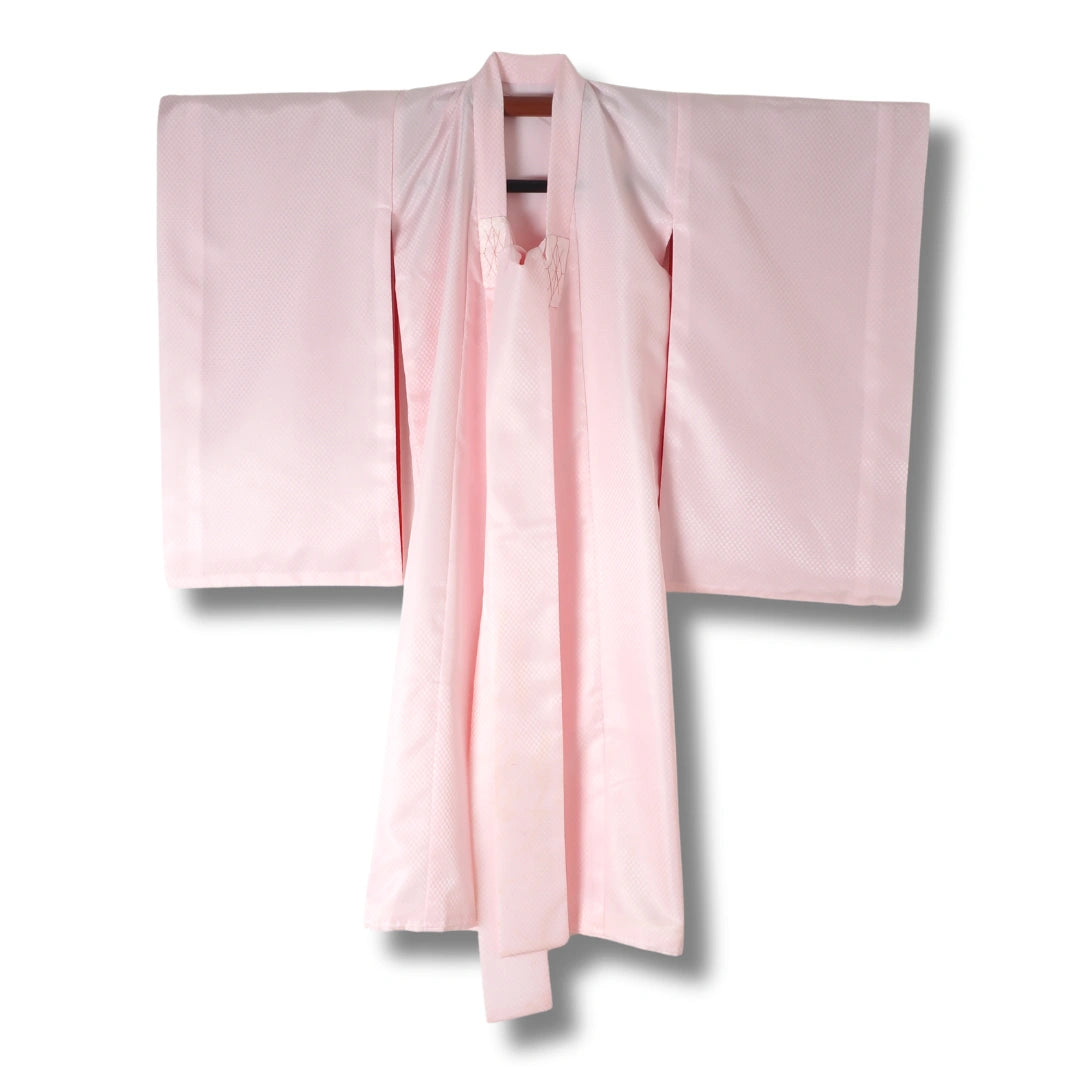 Vintage Kinder-Juban Rosa mit feinem Quadratmuster (Größe 128–140)