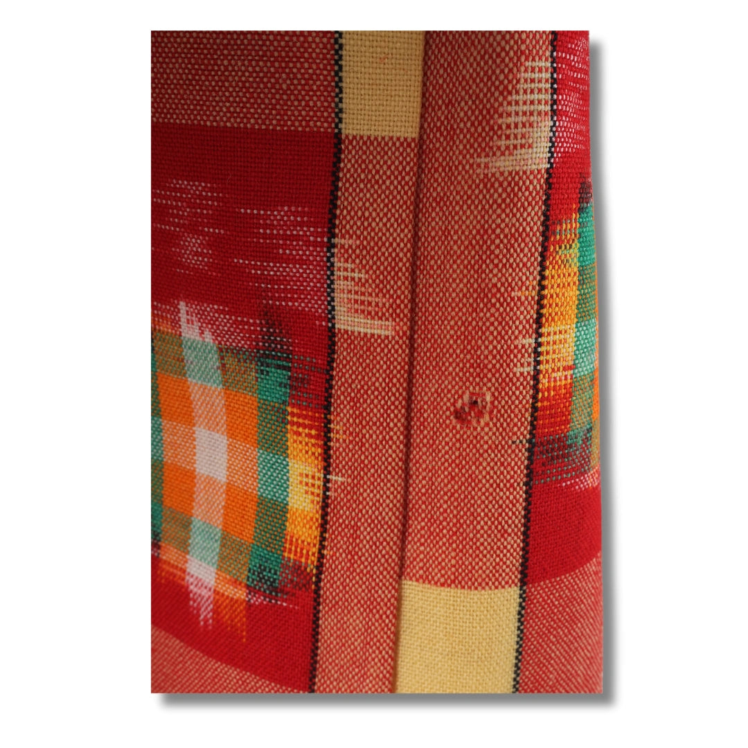 Vintage Kinder-Haori Rot-Gelb kariert (Größe 98–110)