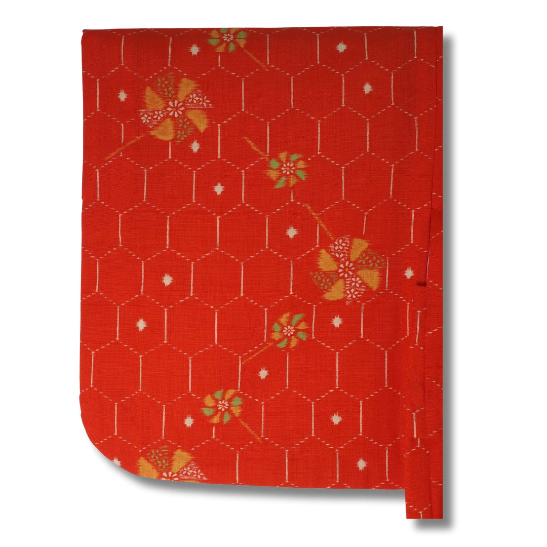 Vintage Kinder Haori Rot mit Blumenmuster (Gr. 92 - 110)