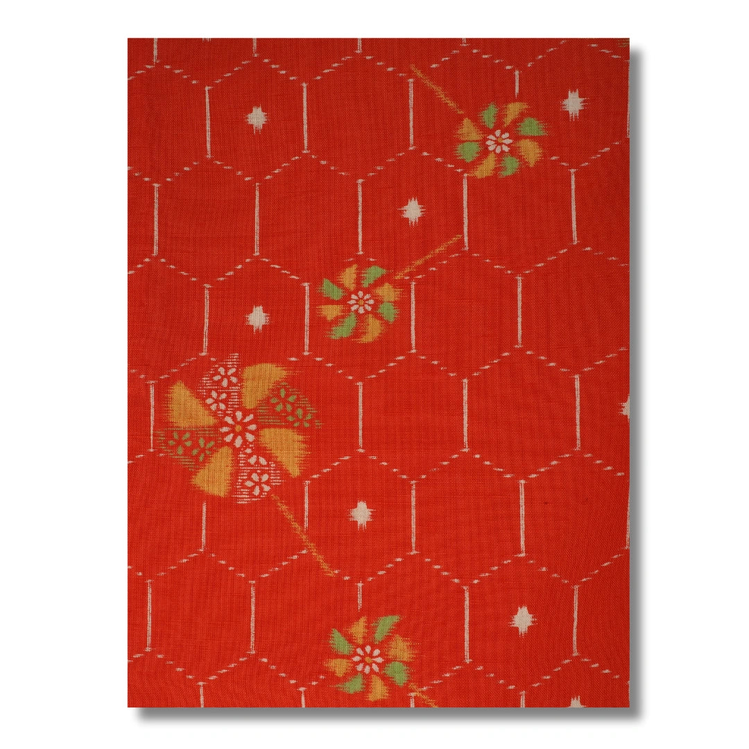 Vintage Kinder Haori Rot mit Blumenmuster (Gr. 92 - 110)