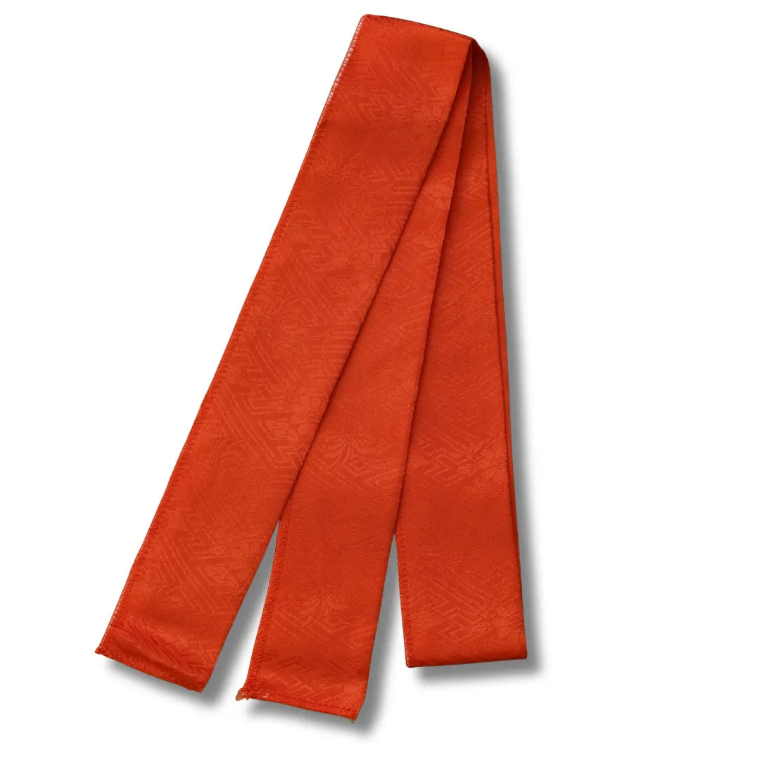 Oranger Vintage Kasane Eri für Kimono mit dezent eingewebtem Ton in Ton Muster