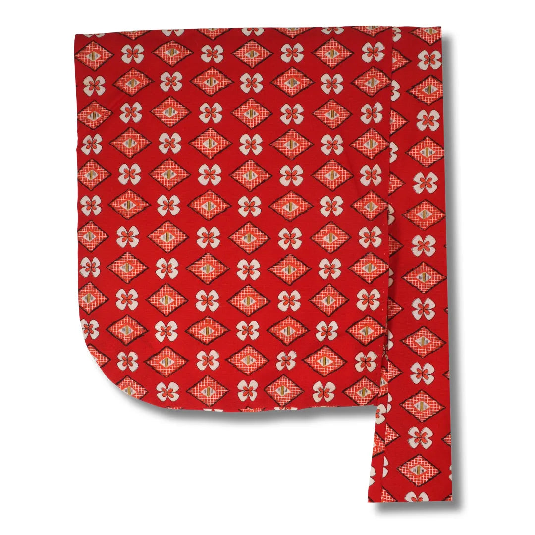 Vintage Kinder-Ensemble – Rot mit Weißen Blumen (Kimono & Haori inkl. Haori-Himo)