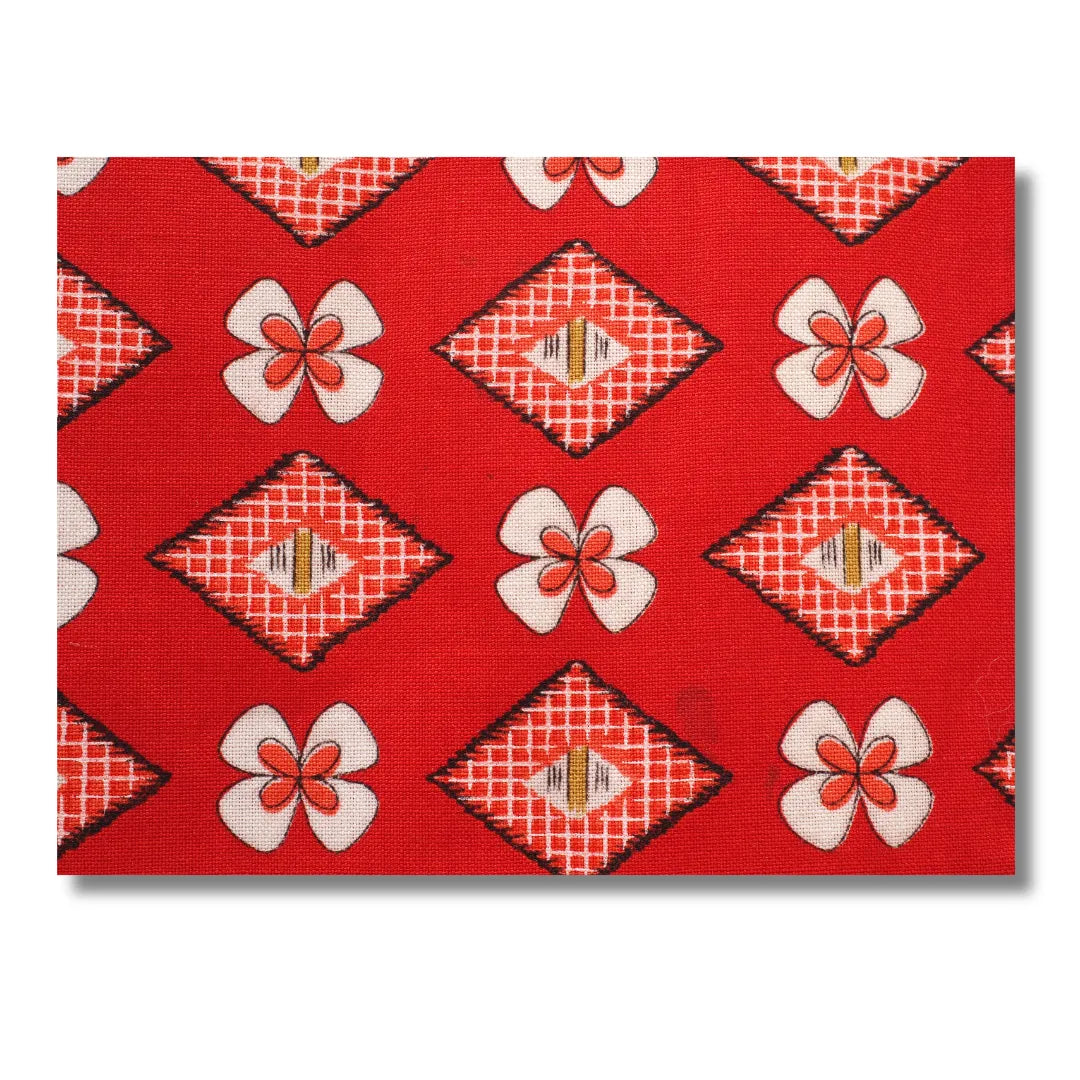 Vintage Kinder-Ensemble – Rot mit Weißen Blumen (Kimono & Haori inkl. Haori-Himo)