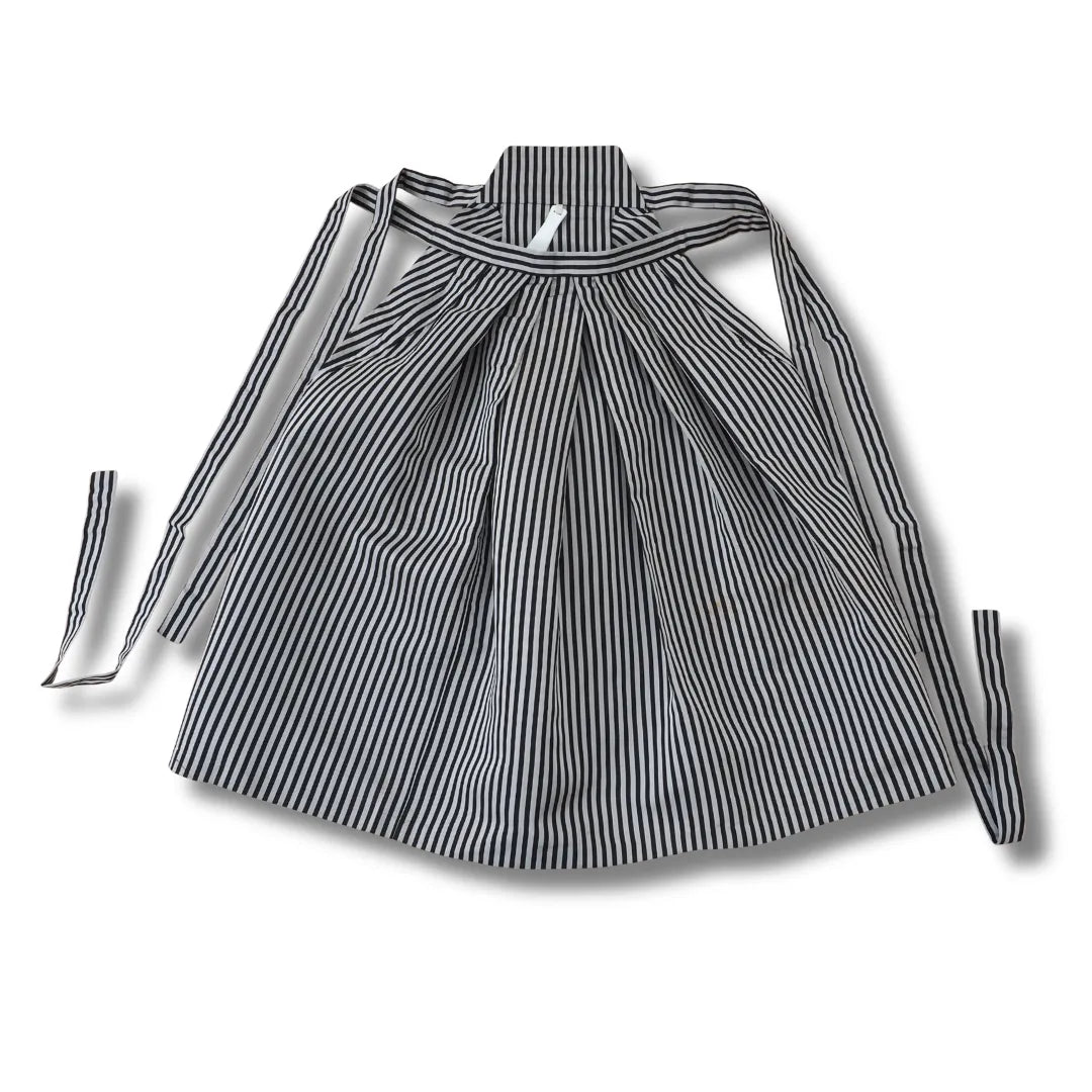 Vintage Kinder Hakama schwarz weiß gestreift Vorderansicht