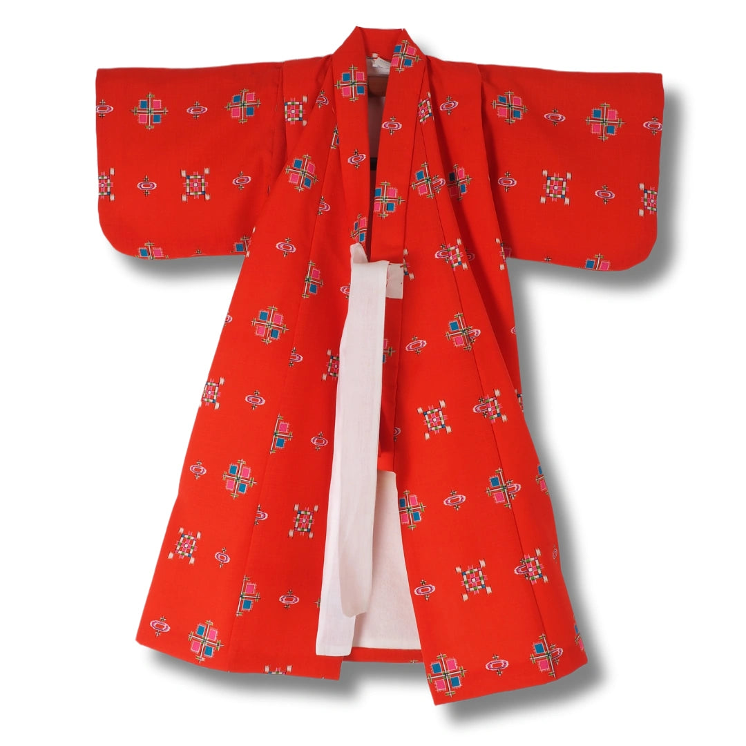 Vintage Kinder Kimono Set Rot mit Weste (Gr. 86- 98)