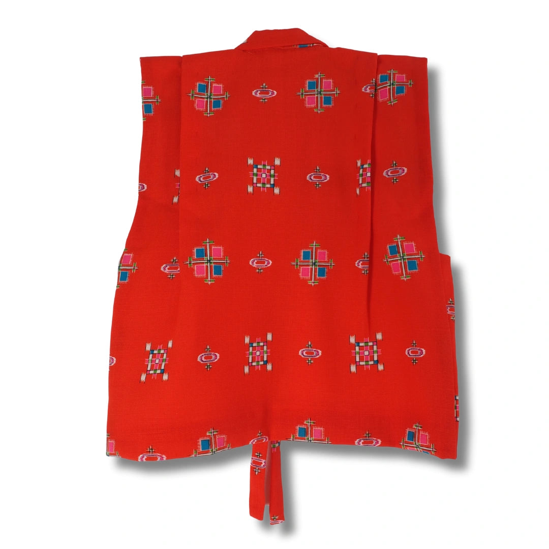 Vintage Kinder Kimono Set Rot mit Weste (Gr. 86- 98)