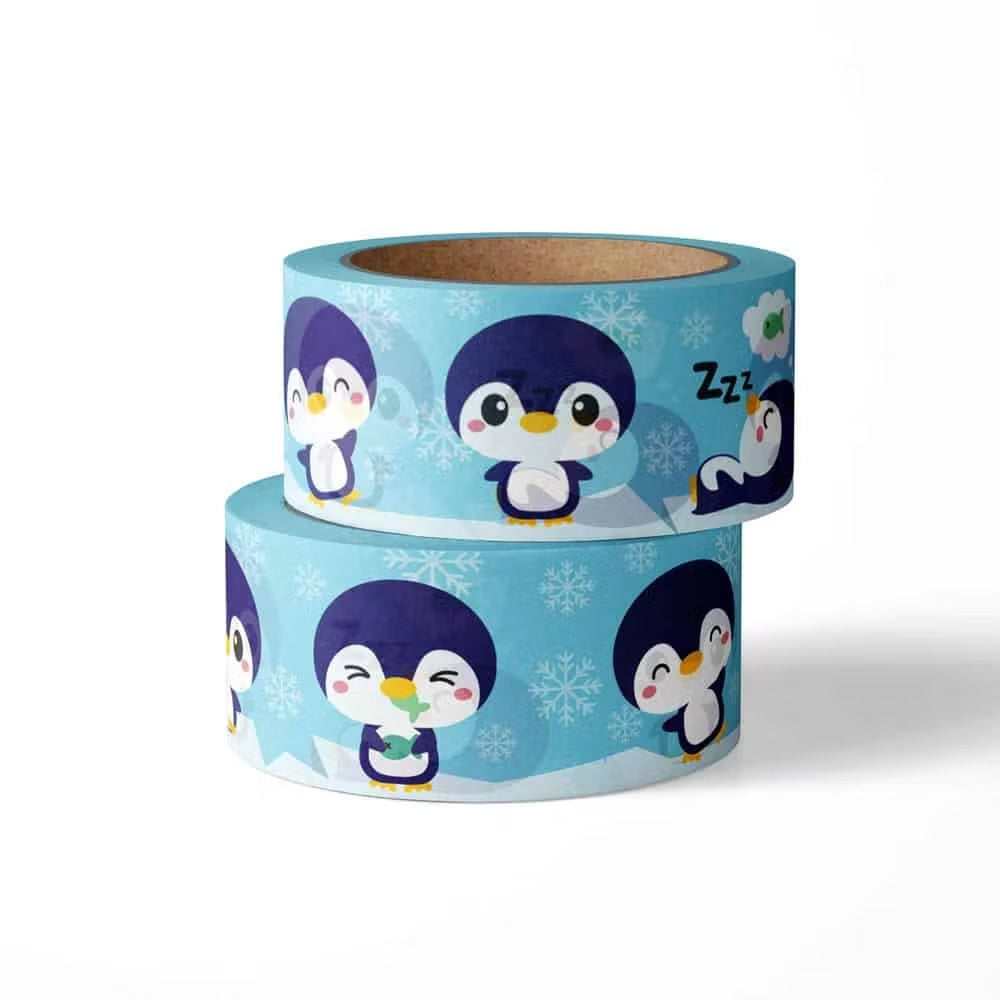 zwei Rollen Washi Tape mit Pinguinen und Schneeflocken #farbe_Pinguin