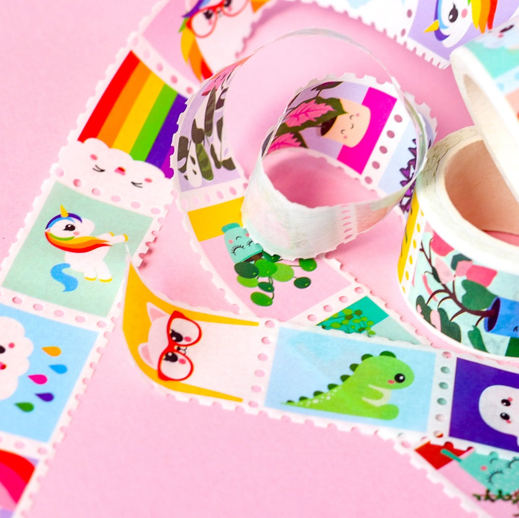 Masking Tape Briefmarken #farbe_Regenbogen