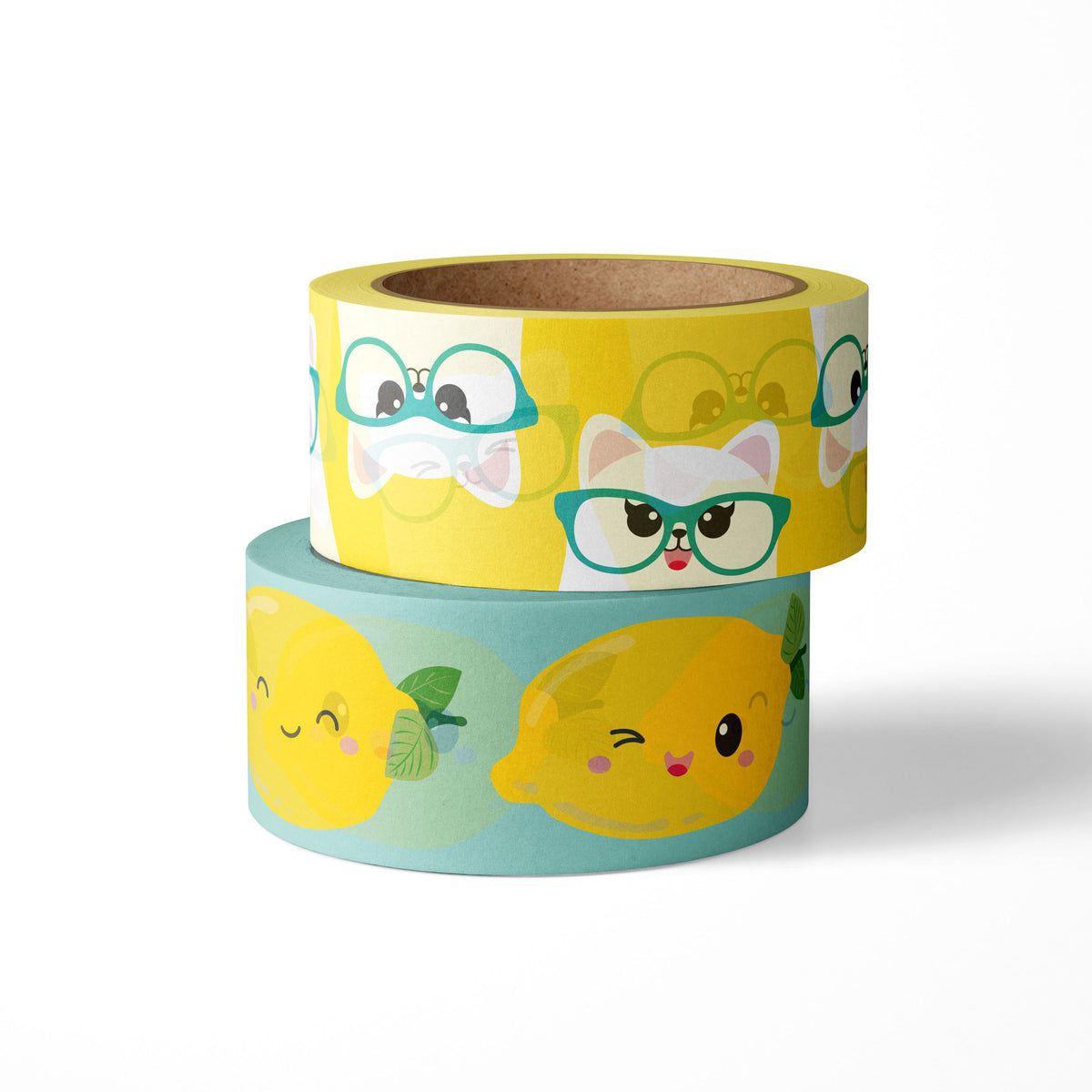 2 Washi Tape Rollen Katzen und Zitronen #farbe_Zitrone