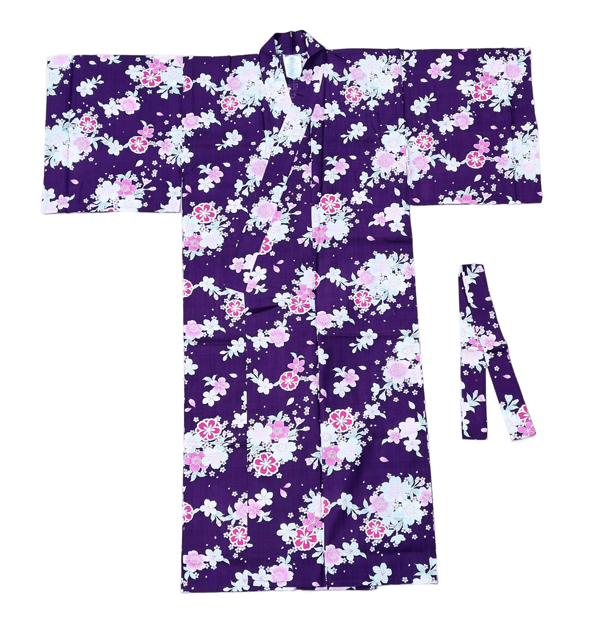 Yukata Damen lila mit Sakura Kirschblüten inkl. Obi