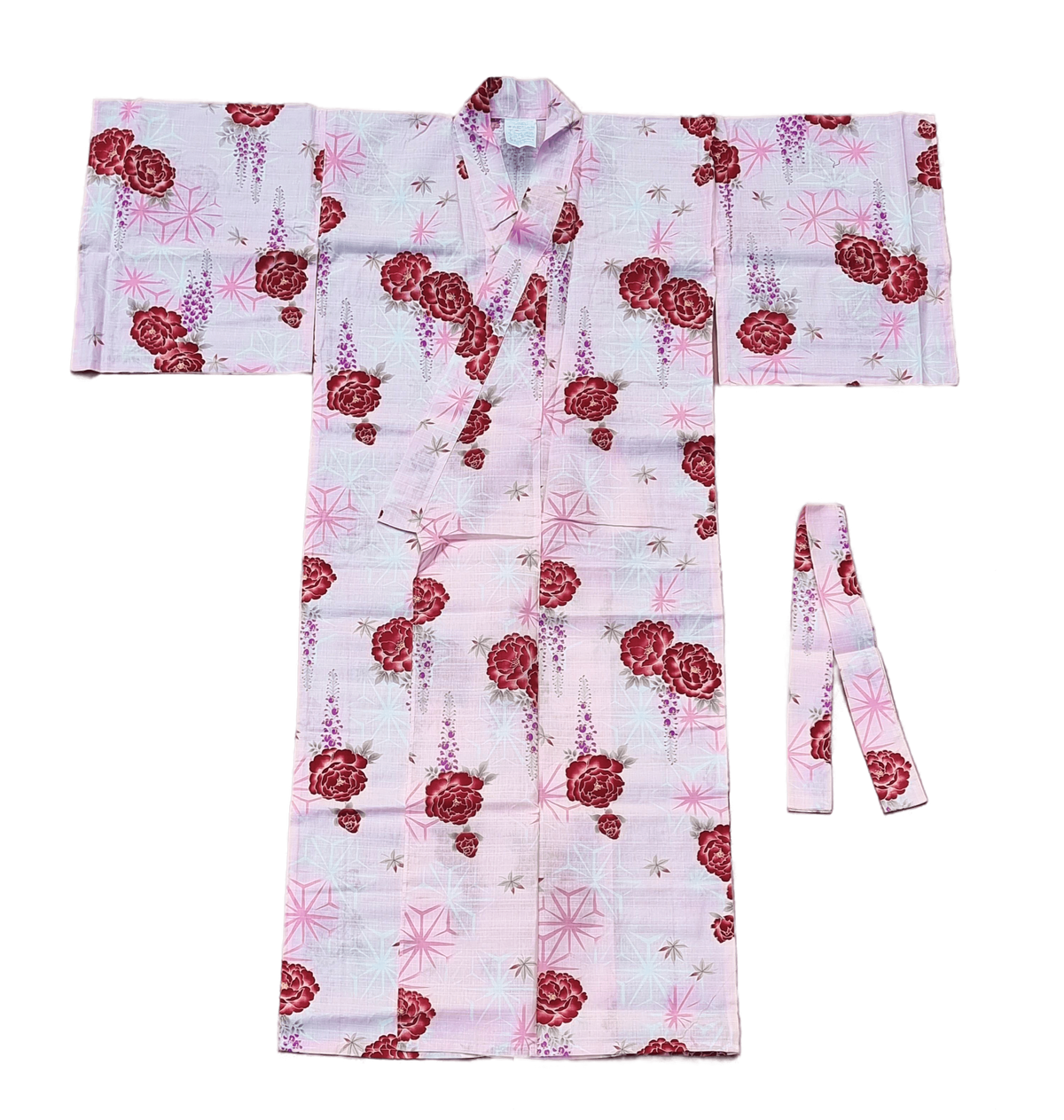 Yukata Damen rosa mit Chrysanthemen inkl. Obi