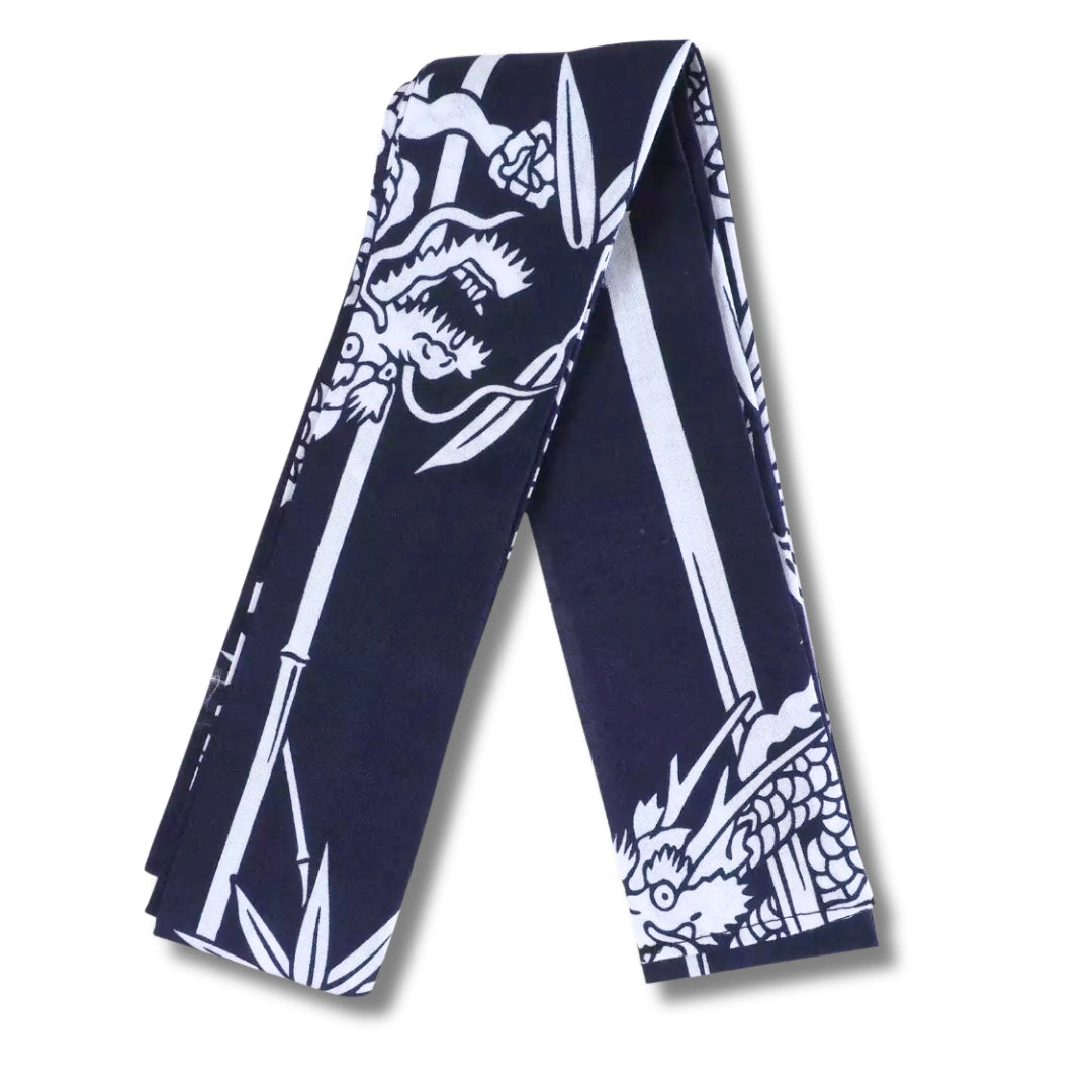 Herren Yukata dunkelblau mit weißen Drachen