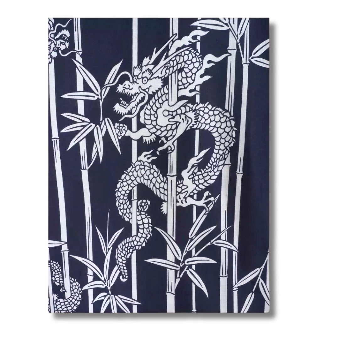 Herren Yukata dunkelblau mit weißen Drachen