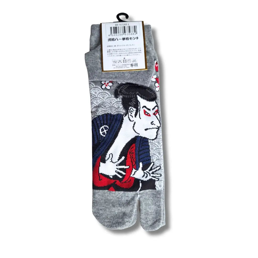 Kurze Tabi Zehensocken mit dem Motiv Goemon in der Größe 43 bis 46 in Grau #farbe_Grau