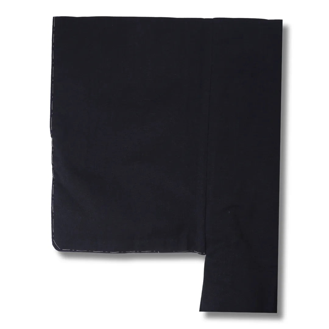 Ärmelansicht des dunkelblauen Herren-Haori mit Heftfäden