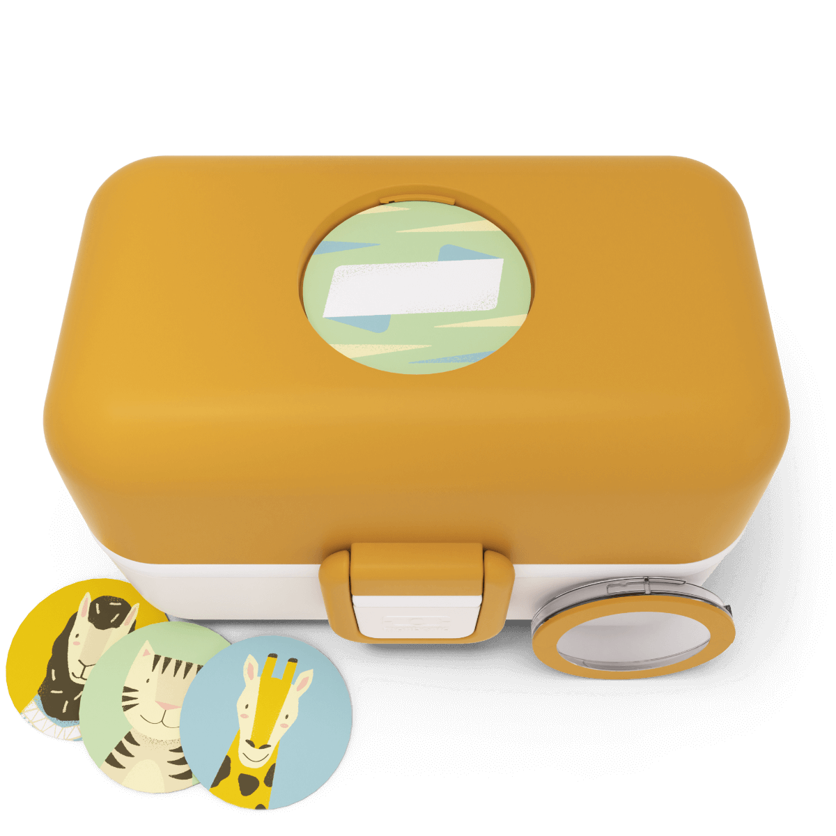 Monbento Tresor Safari Bento Box für Kinder, 800 ml Brotdose mit Fächern #farbe_Gelb