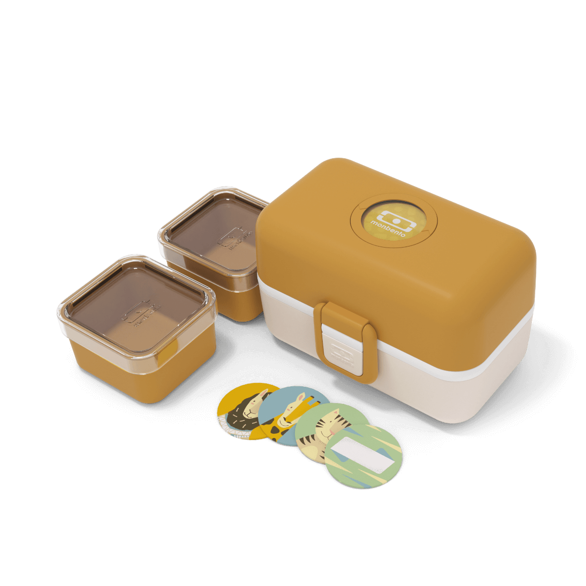 Monbento Tresor Safari Bento Box für Kinder, 800 ml Brotdose mit Fächern #farbe_Gelb