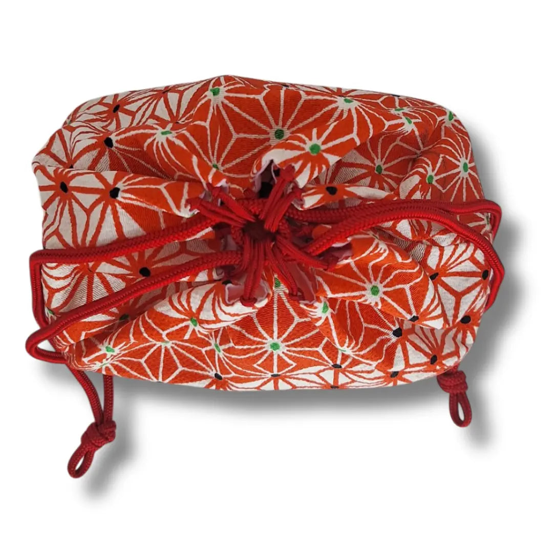 Vintage Kinchaku Takekago Bambus Korbtasche – Asanoha-Sternenmuster