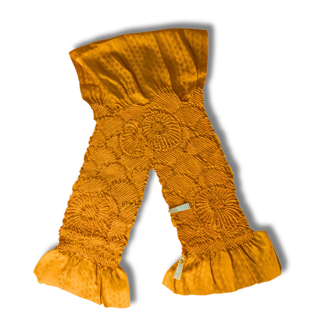 Vintage Obiage Orange-Gelb Shibori Seide Asanoha